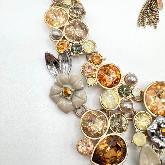 Simply Vera Vera Wang Jeweled Rhinestone Fall Color Floral Bib Necklace Signed - Picture 7 of 16